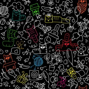 Vector pattern with cats Stock Illustration