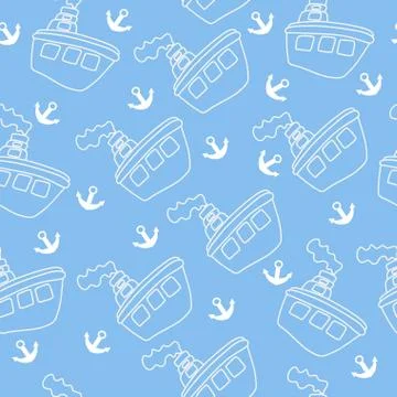 Vector pattern for children's textiles boys with a ship Stock Illustration