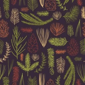 Vector   pattern with Christmas plants Stock Illustration