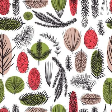 Vector   pattern with Christmas plants Stock Illustration