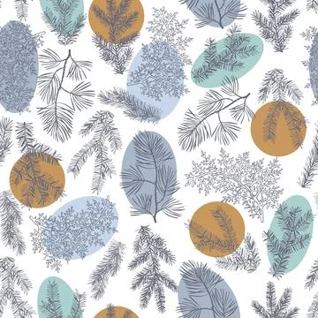 Vector   pattern with Christmas plants Stock Illustration
