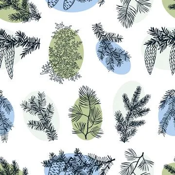 Vector   pattern with Christmas plants 스톡 일러스트