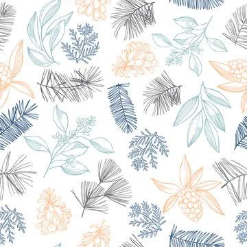 Vector   pattern with Christmas plants Stock Illustration
