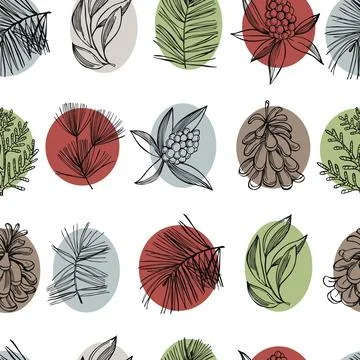 Vector pattern with  Christmas plants. Stock Illustration