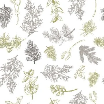 Vector   pattern with Christmas plants Stock Illustration