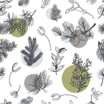 Vector   pattern with Christmas plants Stock Illustration