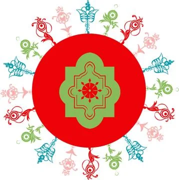 Vector pattern of a circle and unusual openwork elements. Stock Illustration