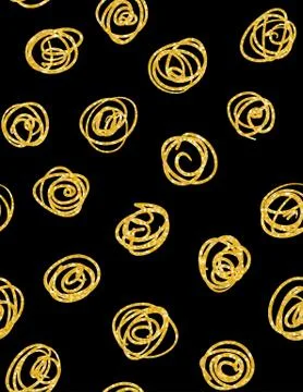 Vector pattern with circles. Black and gold colors. Stock Illustration