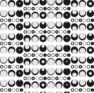 Vector pattern of circles in black and gray tones of different sizes. Stock Illustration