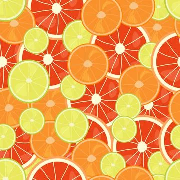 Vector pattern of citrus slices. Stock Illustration