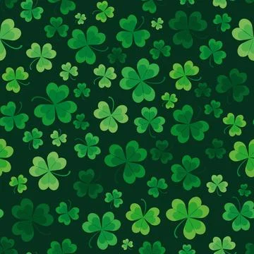 Vector pattern with clover on a dark background Stock Illustration
