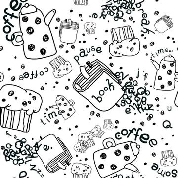 Vector Pattern Coffee Pause Stock Illustration