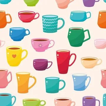 Vector pattern with colored cups Stock Illustration