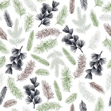 Vector pattern   with coniferous branches. 스톡 일러스트