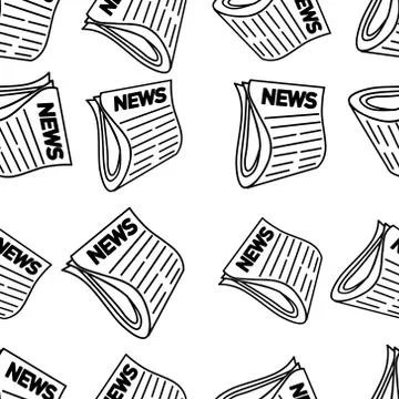Vector Pattern with contour Newspapers. Illustration of a black outline Stock Illustration
