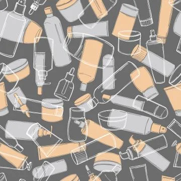 Vector pattern with cosmetic bottles. Stock Illustration