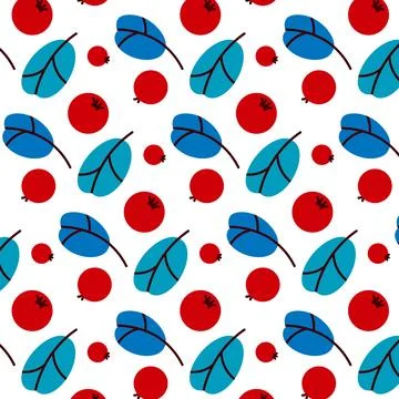 Vector pattern of cowberry, lingonberry and cranberry. Isolated illustratio.. Stock Illustration