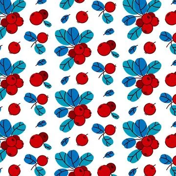 Vector pattern of cowberry, lingonberry and cranberry. Isolated illustration  Stock Illustration