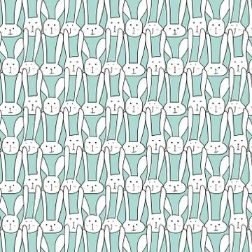 Vector Pattern With Cute Bunnies. Stock Illustration