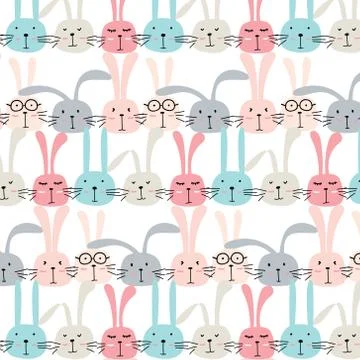 Vector Pattern With Cute Bunnies. Stock Illustration