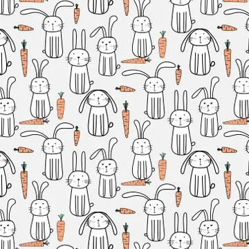 Vector Pattern With Cute Bunnies. Illustrazione stock