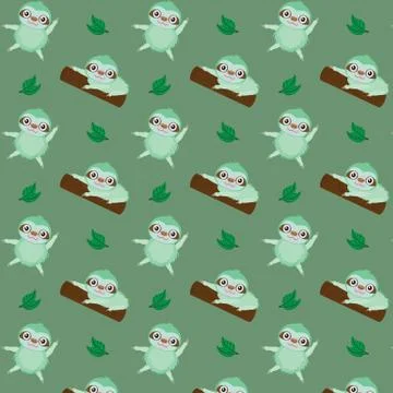 Vector pattern with cute cartoon sloth Stock Photos