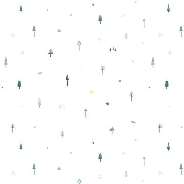 Vector pattern with cute Christmas trees on white background. 스톡 일러스트
