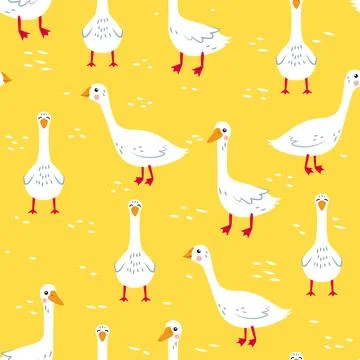 Vector pattern with cute geese Illustrazione stock