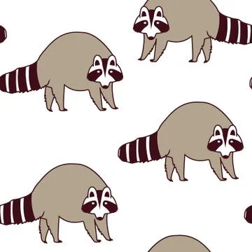 Vector pattern with cute raccoons. Kids illustration. Stock Illustration