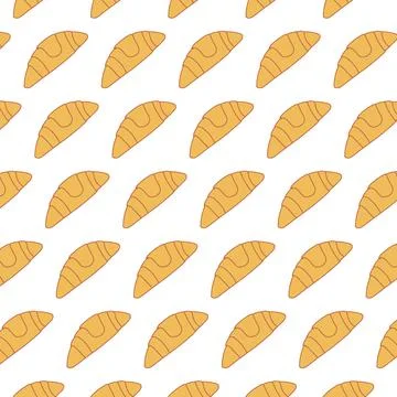 A vector pattern of delicious, yellow croissants. Stock Illustration