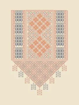 Vector pattern design with Palestinian traditional embroidery motif Stock Illustration