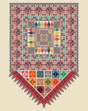 Vector pattern design with Palestinian traditional embroidery motif Stock Illustration