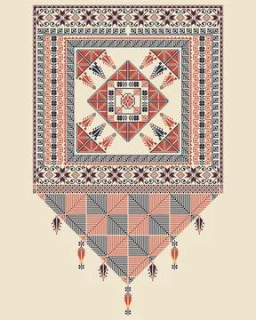 Vector pattern design with Palestinian traditional embroidery motif Stock Illustration
