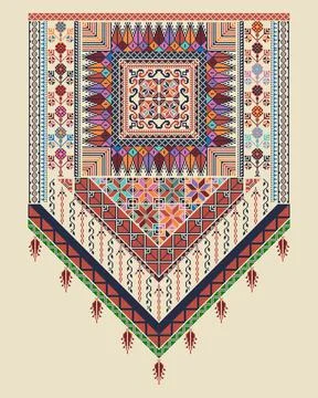 Vector pattern design with Palestinian traditional embroidery motif Stock Illustration
