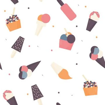 Vector pattern with different kinds of ice cream Stock Illustration