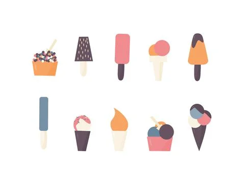 Vector pattern with different kinds of ice cream Stock Illustration