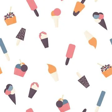 Vector pattern with different kinds of ice cream Stock Illustration