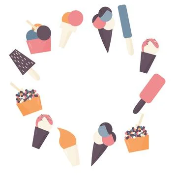 Vector pattern with different kinds of ice cream Stock Illustration
