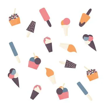 Vector pattern with different kinds of ice cream Stock Illustration