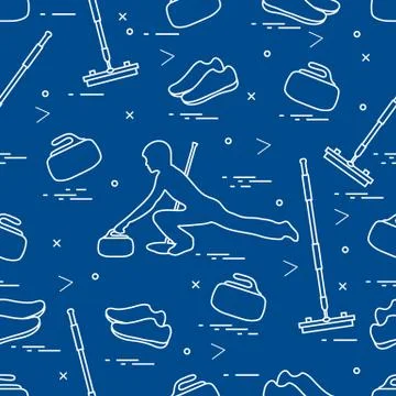 Vector pattern of different objects curling sport. イラスト素材
