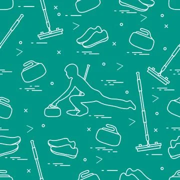 Vector pattern of different objects curling sport. イラスト素材