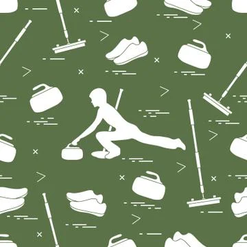 Vector pattern of different objects curling sport. イラスト素材