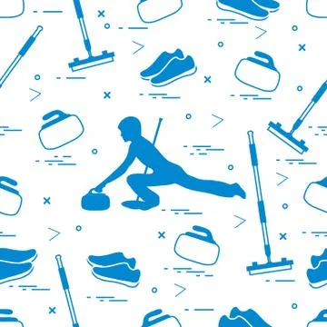 Vector pattern of different objects curling sport. イラスト素材