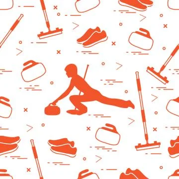 Vector pattern of different objects curling sport. イラスト素材