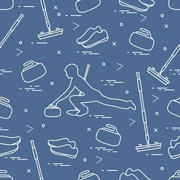 Vector pattern of different objects curling sport. イラスト素材
