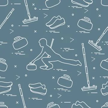 Vector pattern of different objects curling sport. イラスト素材