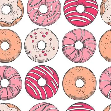 Vector pattern with donuts. Stock Illustration