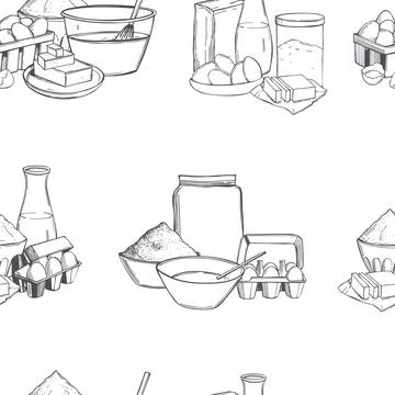 Vector   pattern with dough ingredients. Stock Illustration