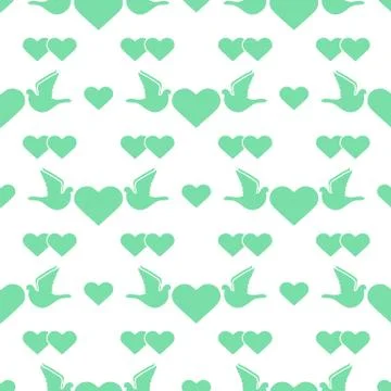 Vector Pattern Dove heart Valentine's day Wedding Illustrazione stock