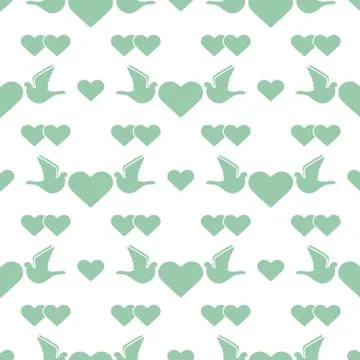 Vector Pattern Dove heart Valentine's day Wedding Stock Illustration